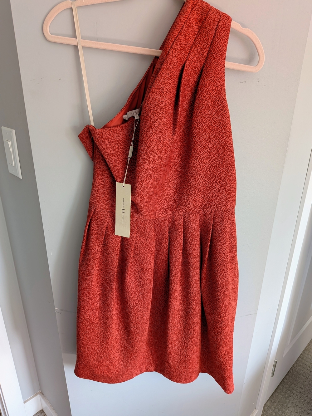 Halston One-Shoulder Textured 'Brick' Dress